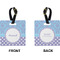 Purple Damask & Dots Square Luggage Tag (Front + Back)