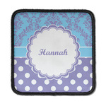Purple Damask & Dots Iron On Square Patch w/ Name or Text