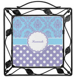 Purple Damask & Dots Square Trivet (Personalized)