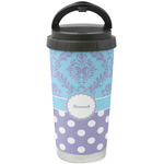 Purple Damask & Dots Stainless Steel Coffee Tumbler (Personalized)