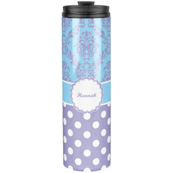 Purple Damask & Dots Stainless Steel Skinny Tumbler - 20 oz (Personalized)