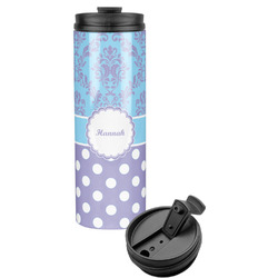 Purple Damask & Dots Stainless Steel Skinny Tumbler (Personalized)