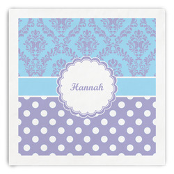 Purple Damask & Dots Paper Dinner Napkins (Personalized)