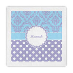 Purple Damask & Dots Decorative Paper Napkins (Personalized)