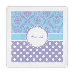 Purple Damask & Dots Standard Decorative Napkins (Personalized)