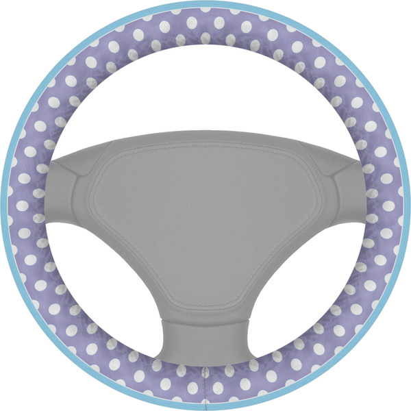 Custom Purple Damask & Dots Steering Wheel Cover