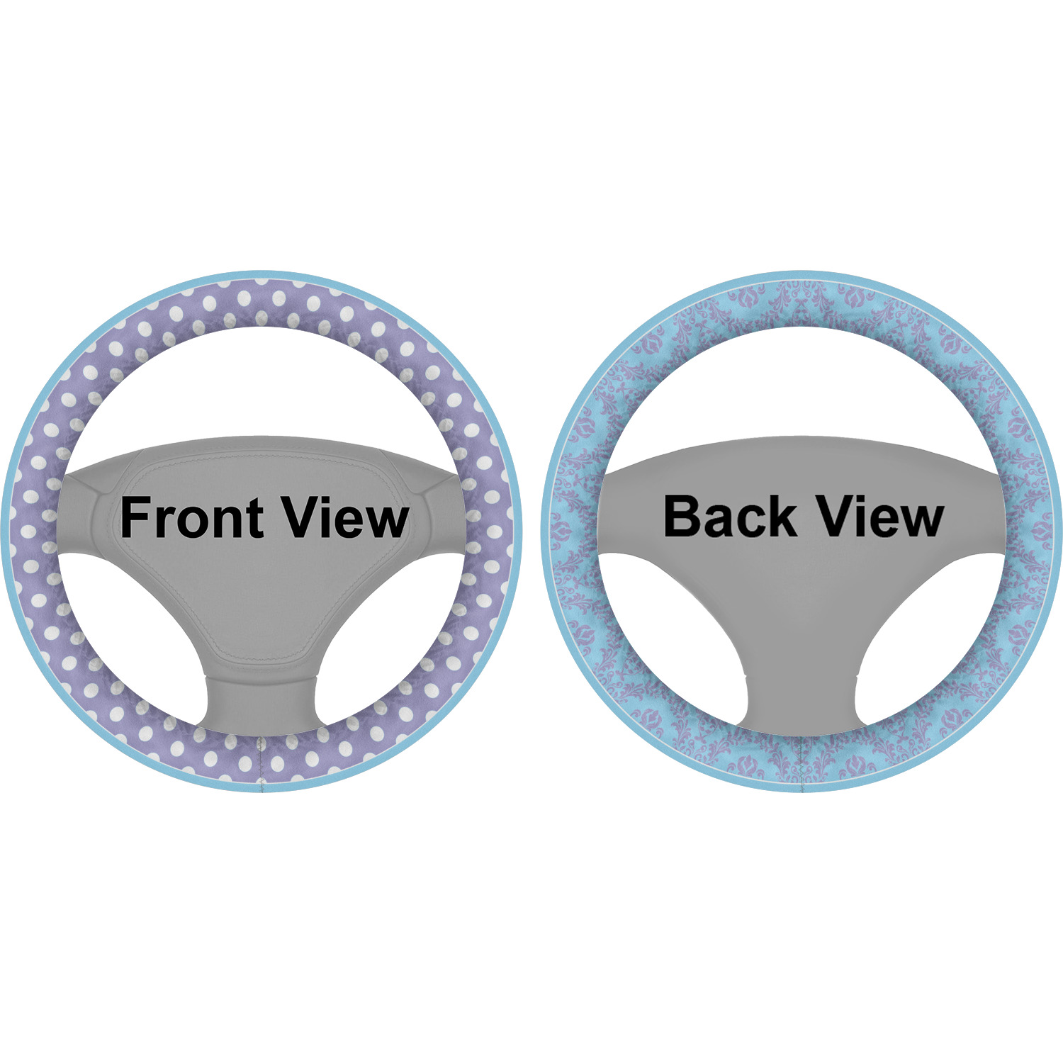 Purple Damask & Dots Steering Wheel Cover (Personalized) YouCustomizeIt