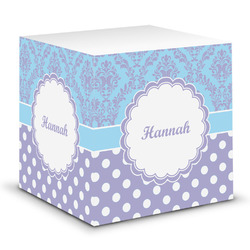 Purple Damask & Dots Sticky Note Cube (Personalized)