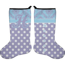 Purple Damask & Dots Holiday Stocking - Double-Sided - Neoprene (Personalized)