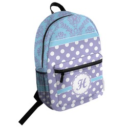 Purple Damask & Dots Student Backpack (Personalized)