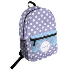 Purple Damask & Dots Student Backpack (Personalized)