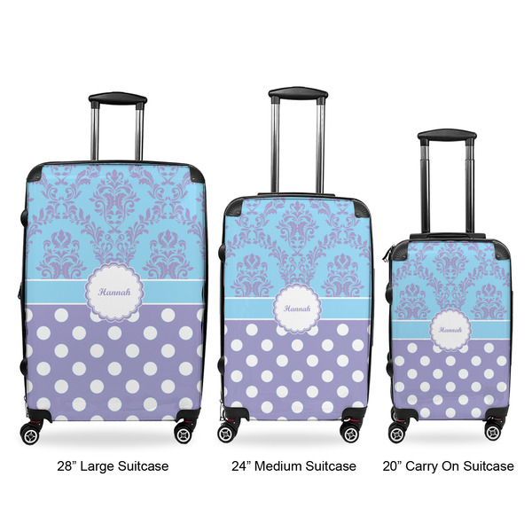Purple Damask & Dots Suitcase Set 1 - APPROVAL