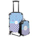 Purple Damask & Dots Kids 2-Piece Luggage Set - Suitcase & Backpack (Personalized)