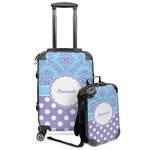 Purple Damask & Dots Kids 2-Piece Luggage Set - Suitcase & Backpack (Personalized)
