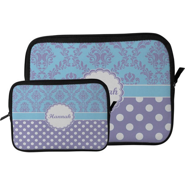 Purple Damask & Dots Tablet Sleeve (Size Comparison)