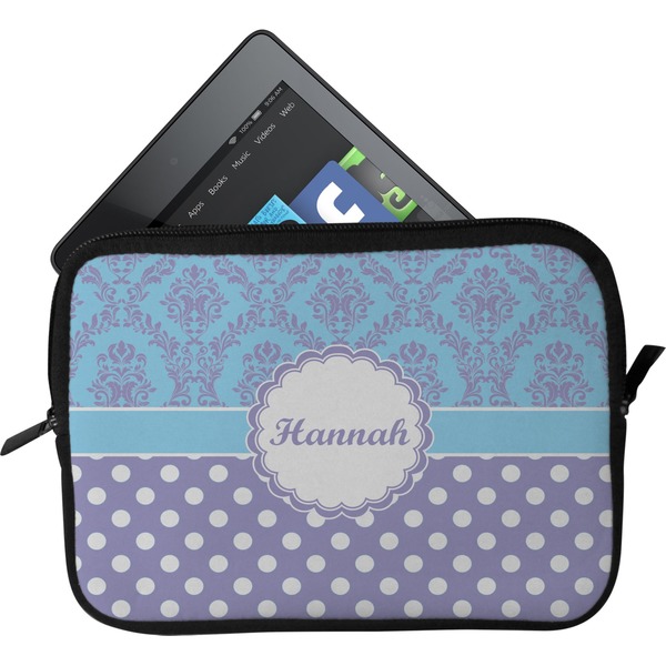 Custom Purple Damask & Dots Tablet Case / Sleeve (Personalized)