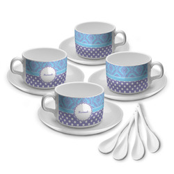 Purple Damask & Dots Tea Cup - Set of 4 (Personalized)