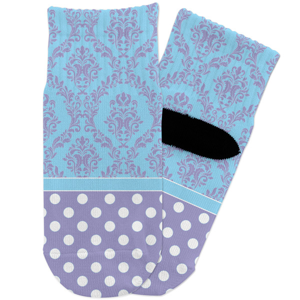 Custom Purple Damask & Dots Toddler Ankle Socks