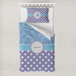 Purple Damask & Dots Toddler Bedding w/ Name or Text