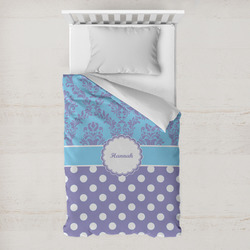 Purple Damask & Dots Toddler Duvet Cover w/ Name or Text