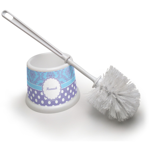 Custom Purple Damask & Dots Toilet Brush (Personalized)