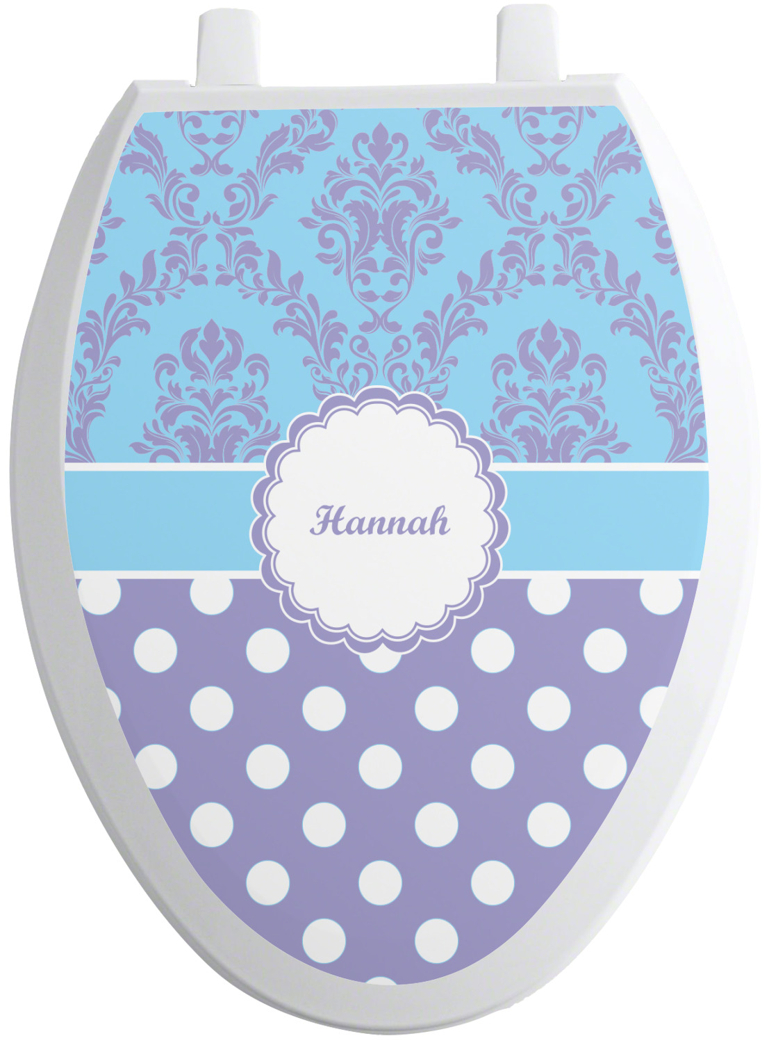 Purple Damask & Dots Toilet Seat Decal Elongated (Personalized