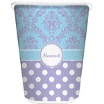Purple Damask & Dots Waste Basket (Personalized)
