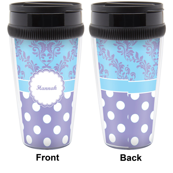 Purple Damask & Dots Travel Mug Approval (Personalized)