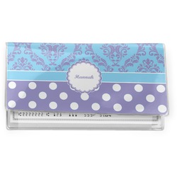 Purple Damask & Dots Vinyl Checkbook Cover (Personalized)