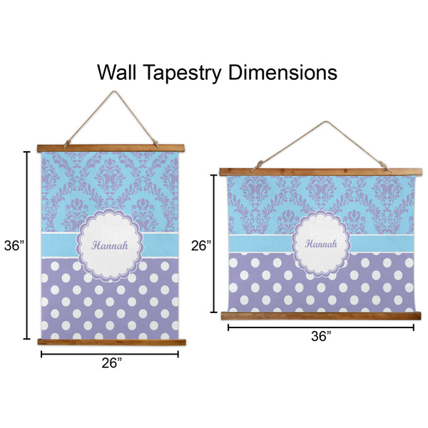 Purple Damask & Dots Wall Hanging Tapestries - Parent/Sizing