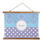 Purple Damask & Dots Wall Hanging Tapestry - Wide (Personalized)