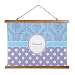 Purple Damask & Dots Wall Hanging Tapestry - Wide (Personalized)