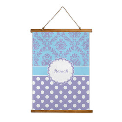 Purple Damask & Dots Wall Hanging Tapestry - Tall (Personalized)