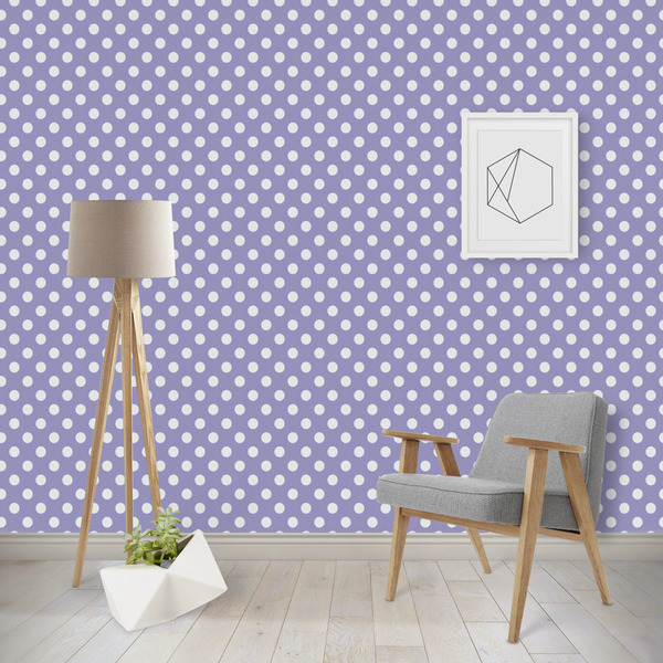 Custom Purple Damask & Dots Wallpaper & Surface Covering