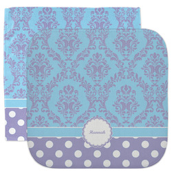 Purple Damask & Dots Facecloth / Wash Cloth (Personalized)