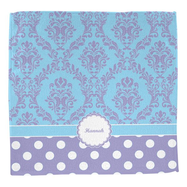 Purple Damask & Dots Washcloth - Front - No Soap