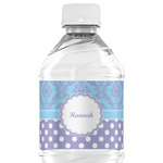Purple Damask & Dots Water Bottle Labels - Custom Sized (Personalized)