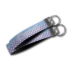 Purple Damask & Dots Wristlet Webbing Keychain Fob (Personalized)