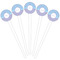 Purple Damask & Dots White Plastic 4" Food Pick - Round - Fan View