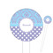 Purple Damask & Dots White Plastic 6" Food Pick - Round - Closeup