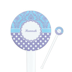 Purple Damask & Dots Round Plastic Stir Sticks (Personalized)