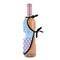 Purple Damask & Dots Wine Bottle Apron - DETAIL WITH CLIP ON NECK