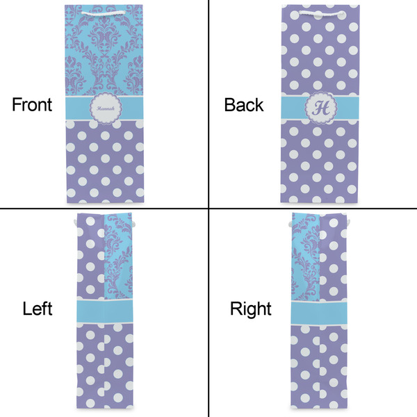 Purple Damask & Dots Wine Gift Bag - Gloss - Approval