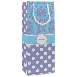 Purple Damask & Dots Wine Gift Bags - Gloss (Personalized)