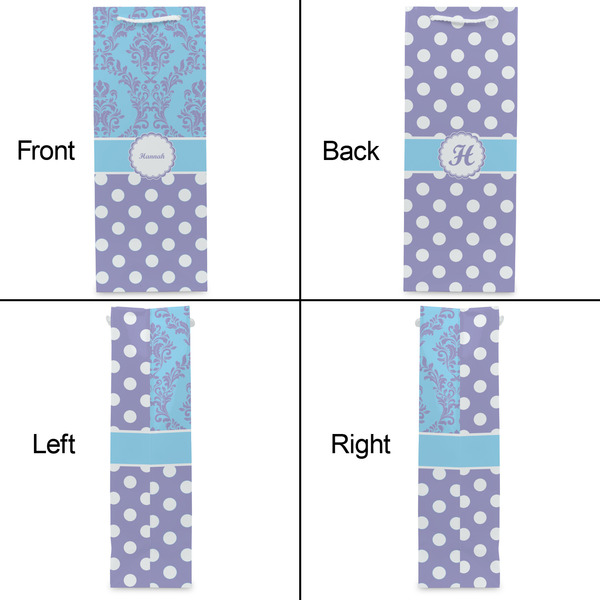 Purple Damask & Dots Wine Gift Bag - Matte - Approval