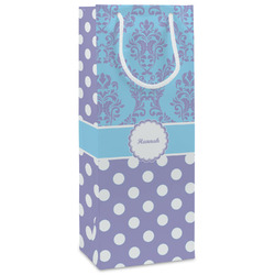 Purple Damask & Dots Wine Gift Bags - Matte (Personalized)