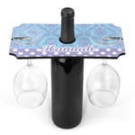 Purple Damask & Dots Wine Bottle & Glass Holder (Personalized)