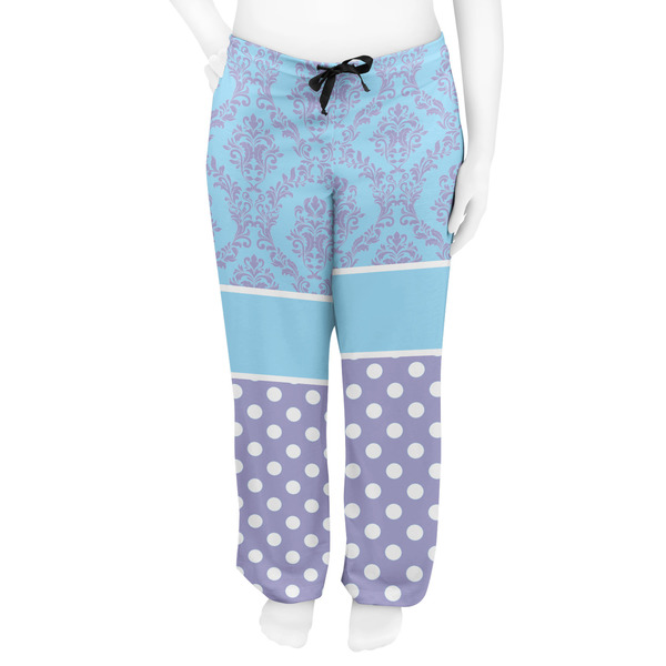 Purple Damask & Dots Women's Pj on model - Front