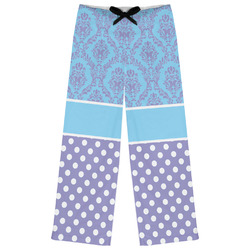 Purple Damask & Dots Womens Pajama Pants - S