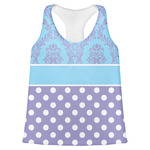 Purple Damask & Dots Womens Racerback Tank Top - Large